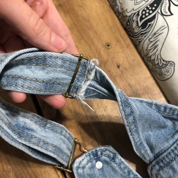 Ripped raw hem slant pocket denim overall - Picture 7 of 7